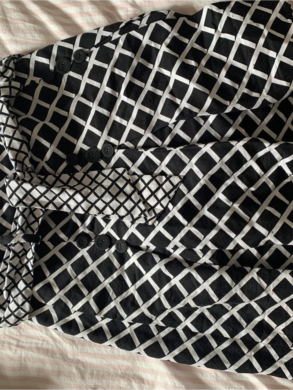 East 5th Black and White Grid-Print Midi Skirt